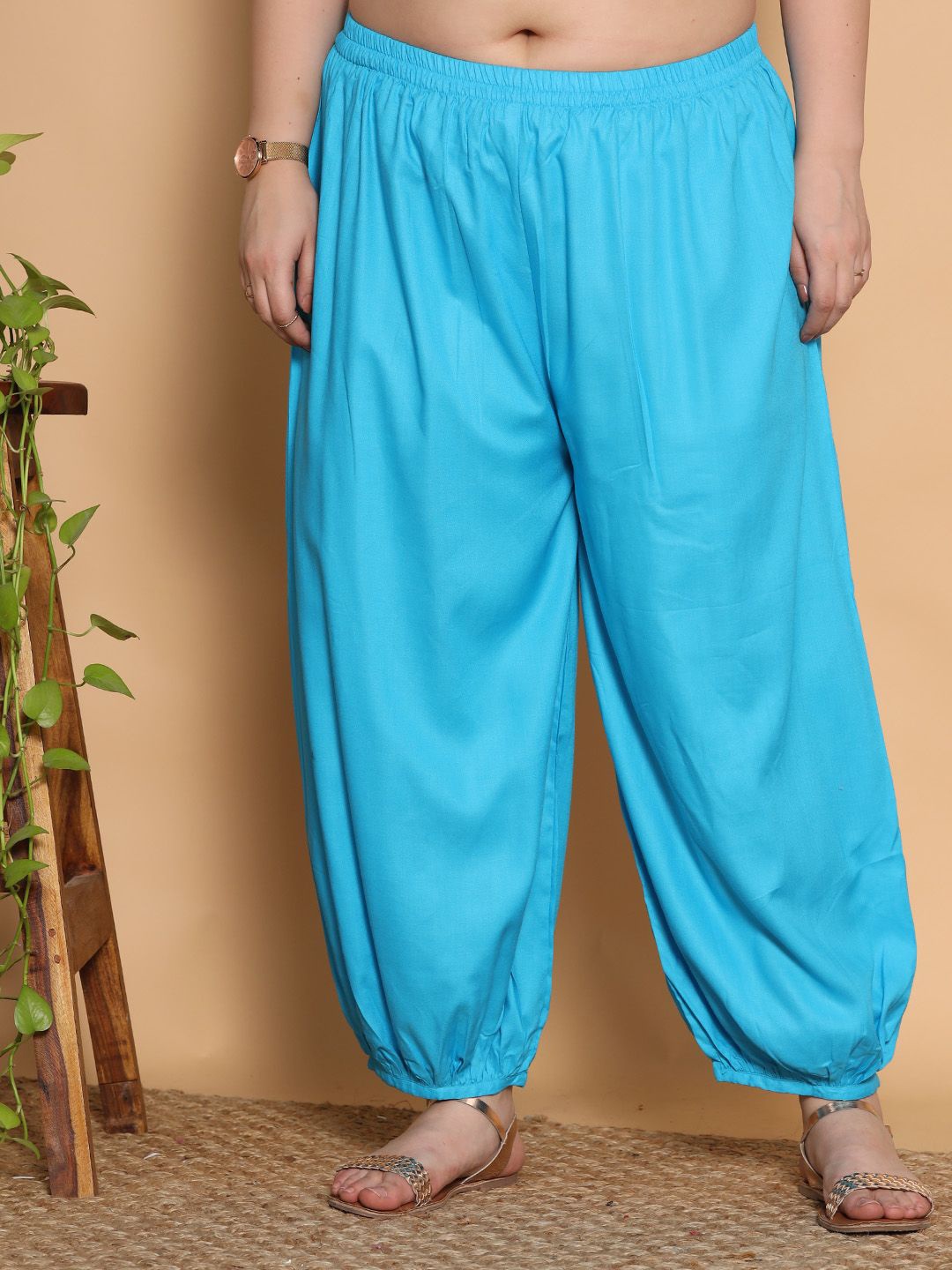 

LetsDressUp Women Loose Fit Viscose Rayon Salwar, Turquoise blue