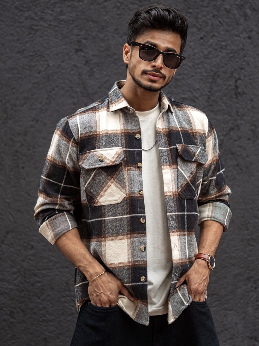 

Powerlook Men Tartan Checks Opaque Checked Casual Shirt, Multi