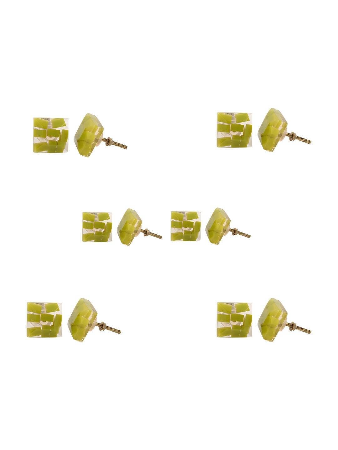 

Indianshelf 6Pcs Olive Textured Resin Square Knobs