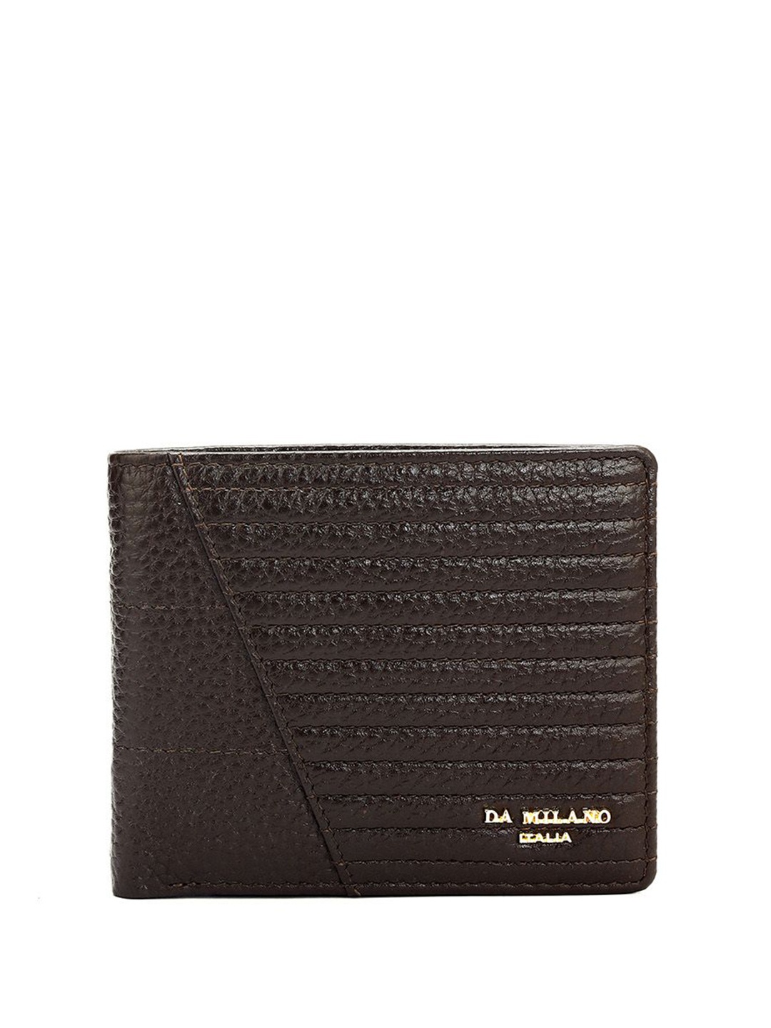 

Da Milano Men Textured Leather Two Fold Wallet, Brown