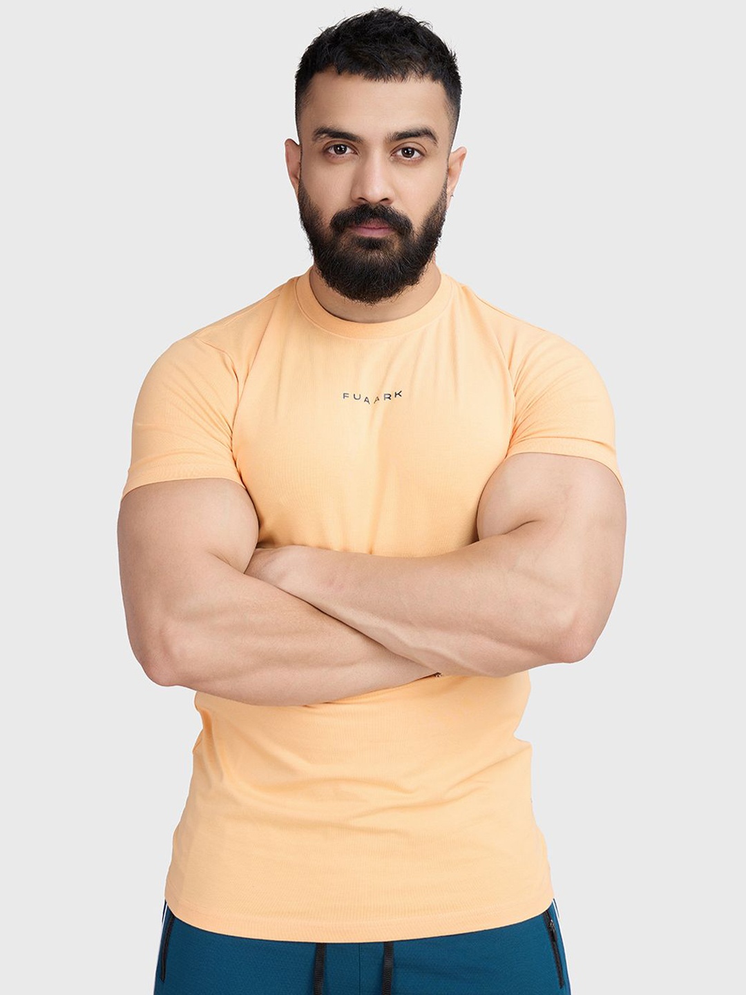 

FUAARK Men Stretchex Pockets Compression T-shirt, Orange