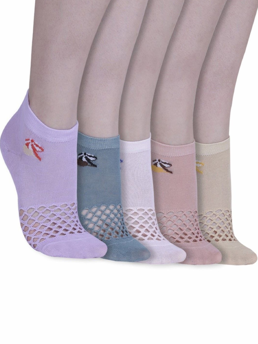 

Dollar Women Pack Of 5 Patterned Ankle-Length Socks, Purple
