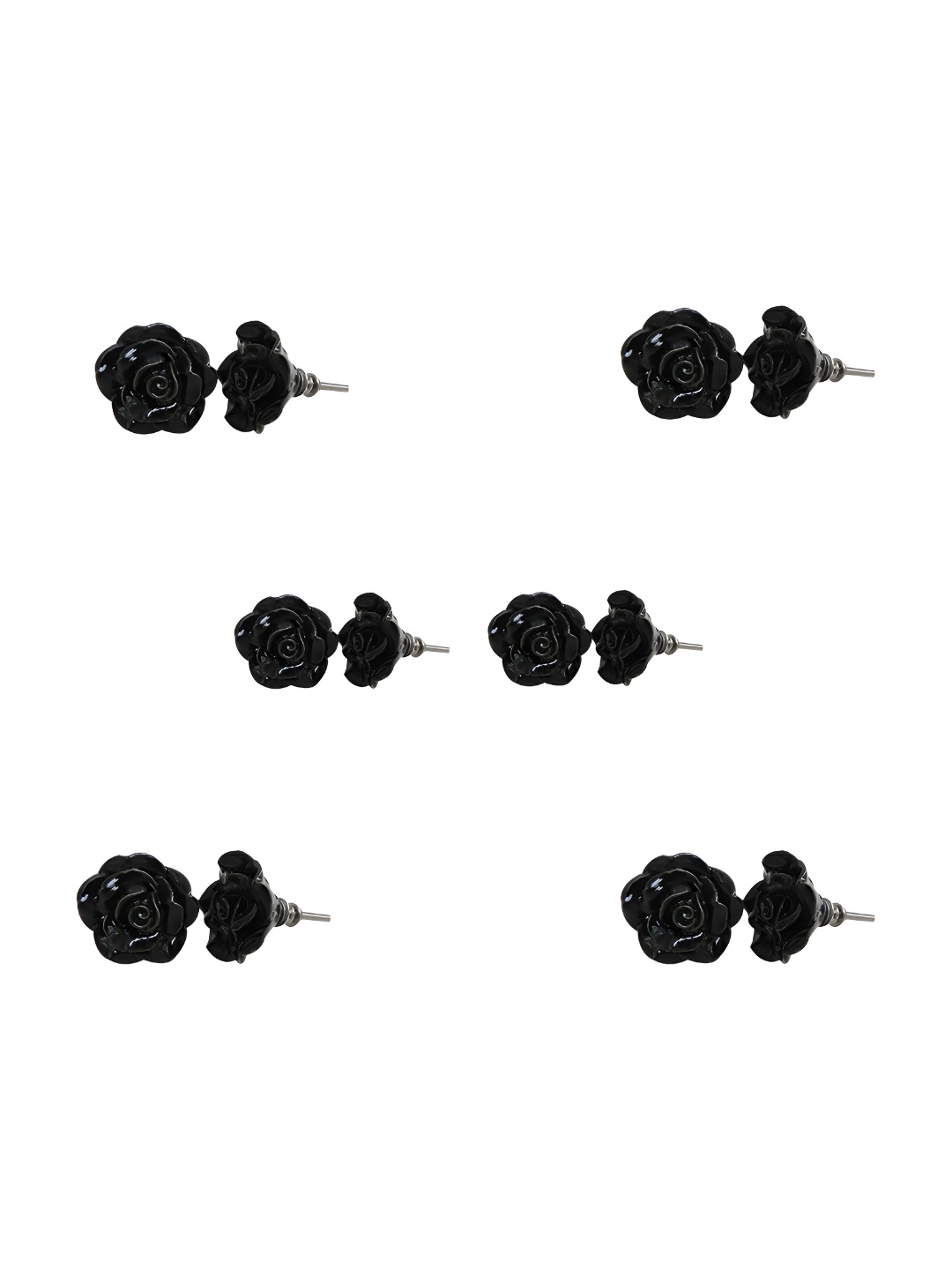 

Indianshelf 6-Pcs Black Rose Flower Ceramic Knobs