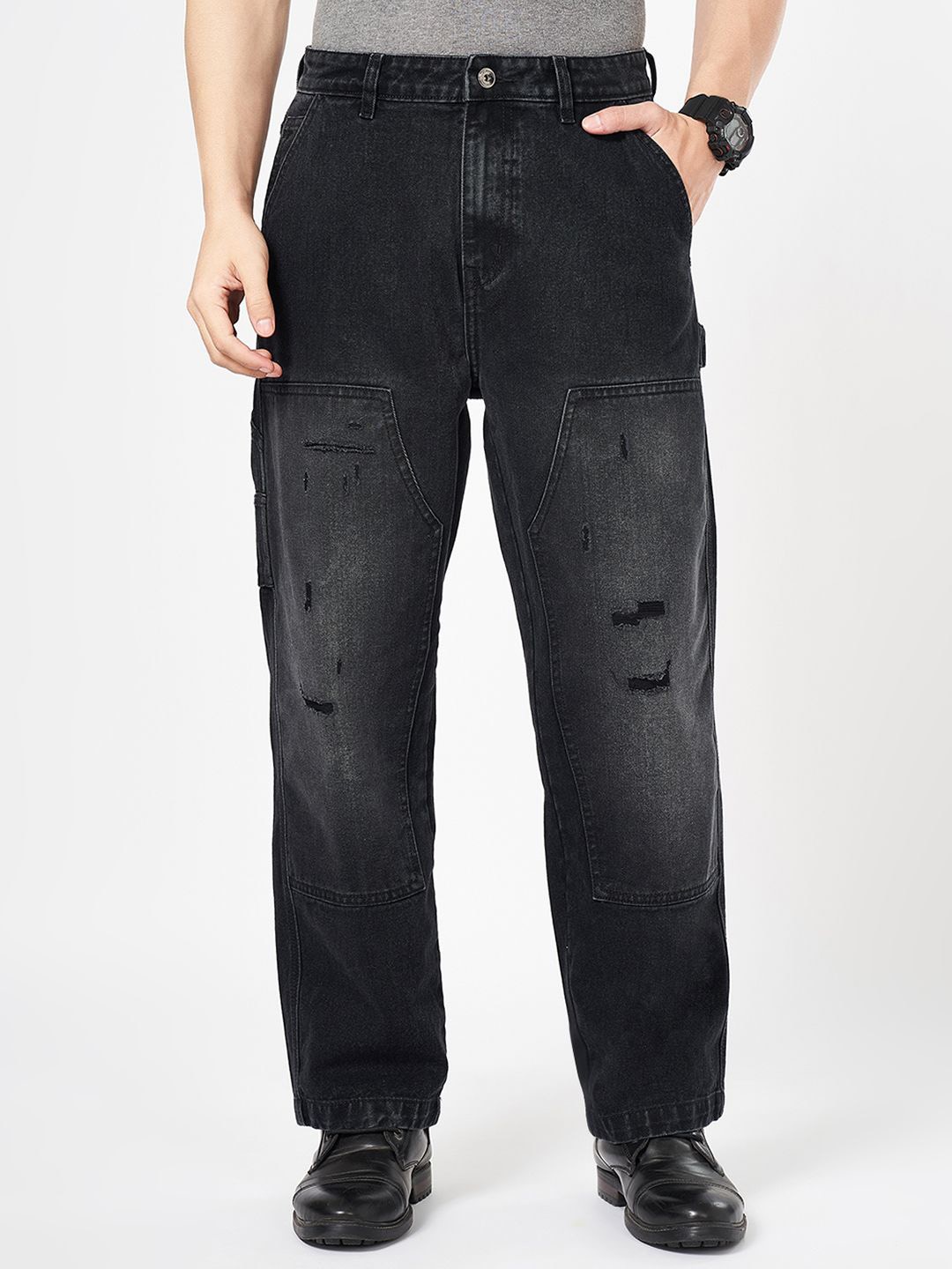 

SF JEANS by Pantaloons Men Mildly Distressed Light Fade Jeans, Black