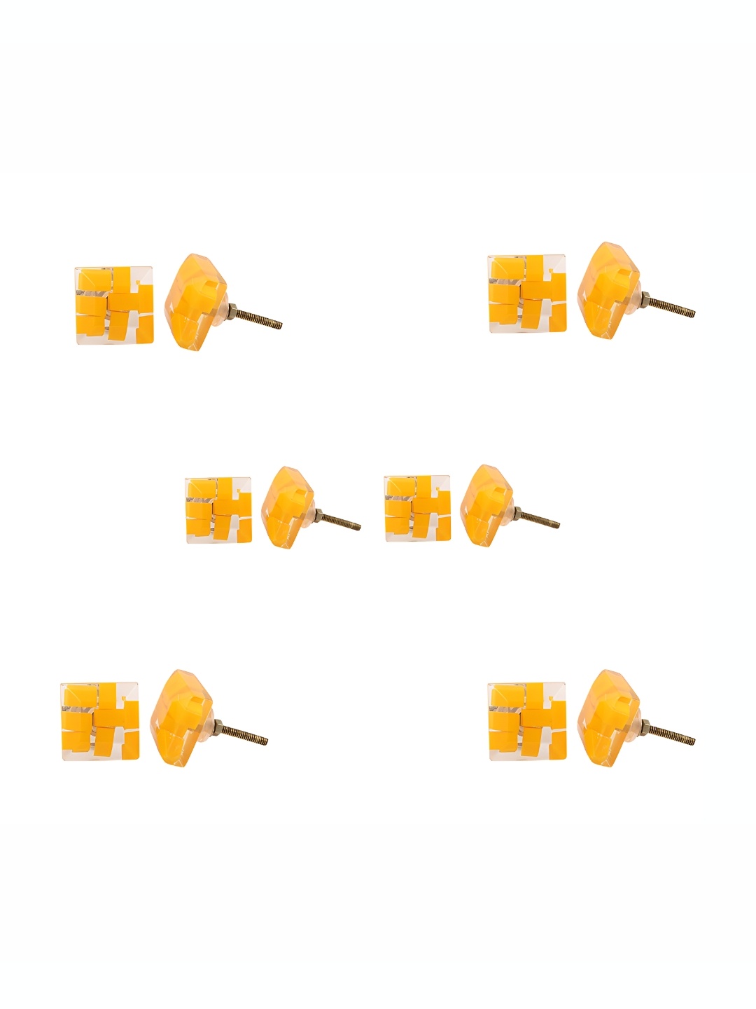 

Indianshelf 6Pcs Mustard-Yellow Textured Resin Square Knobs