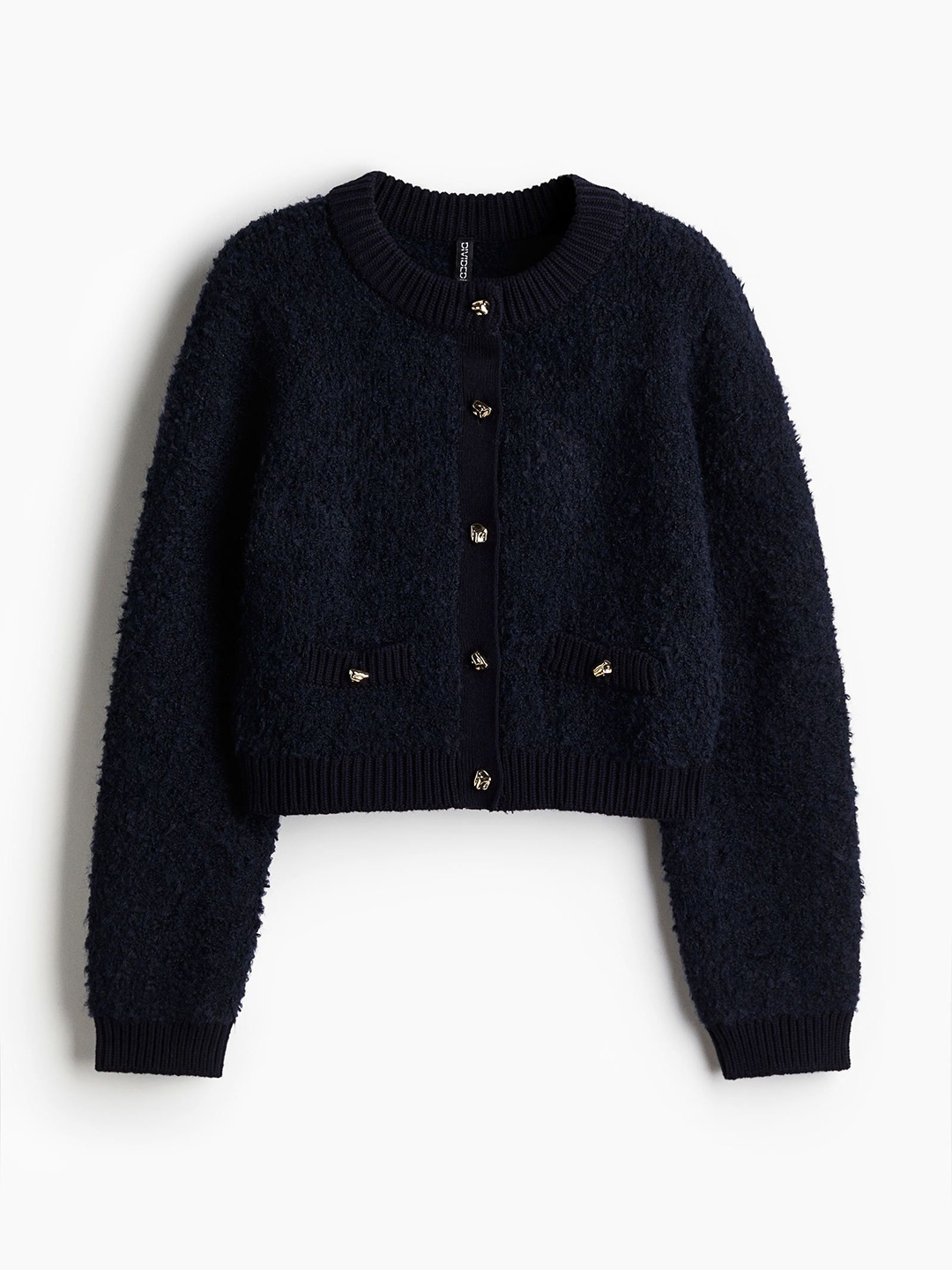 

H&M Women Boucl-Knit Cardigan, Blue