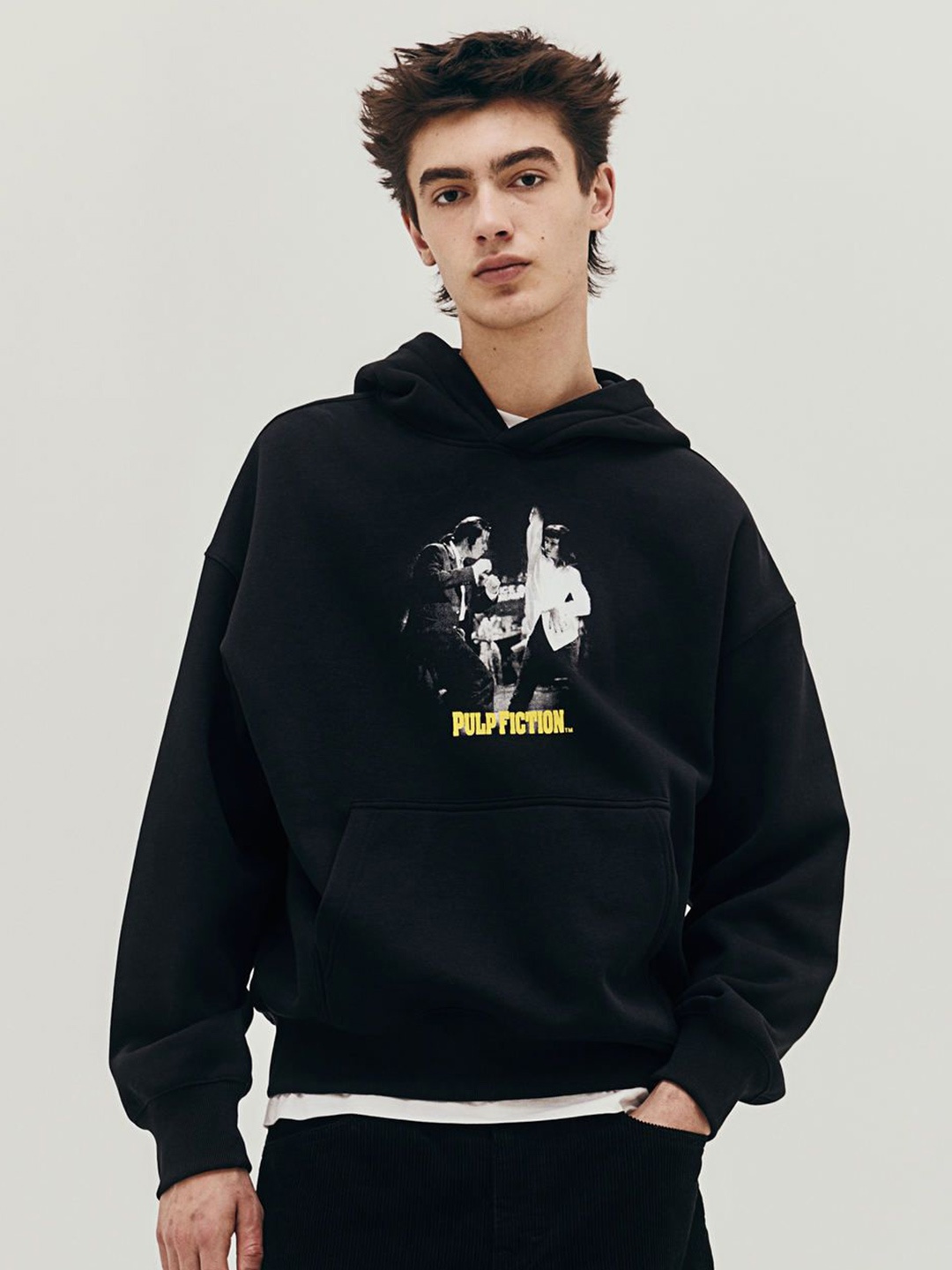 

H&M Oversized Fit Printed Hoodie, Black