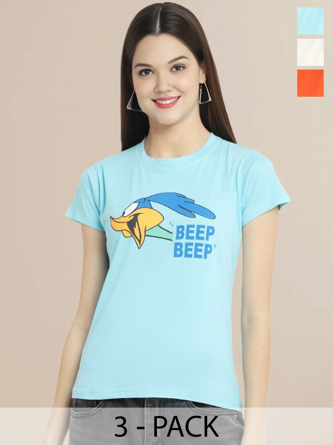 

Metronaut Women Set of 3 Printed T-shirts, Multi