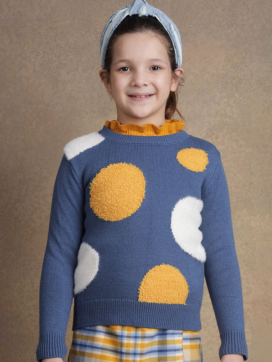 

One Friday Girls Quirky Printed Pullover, Navy blue