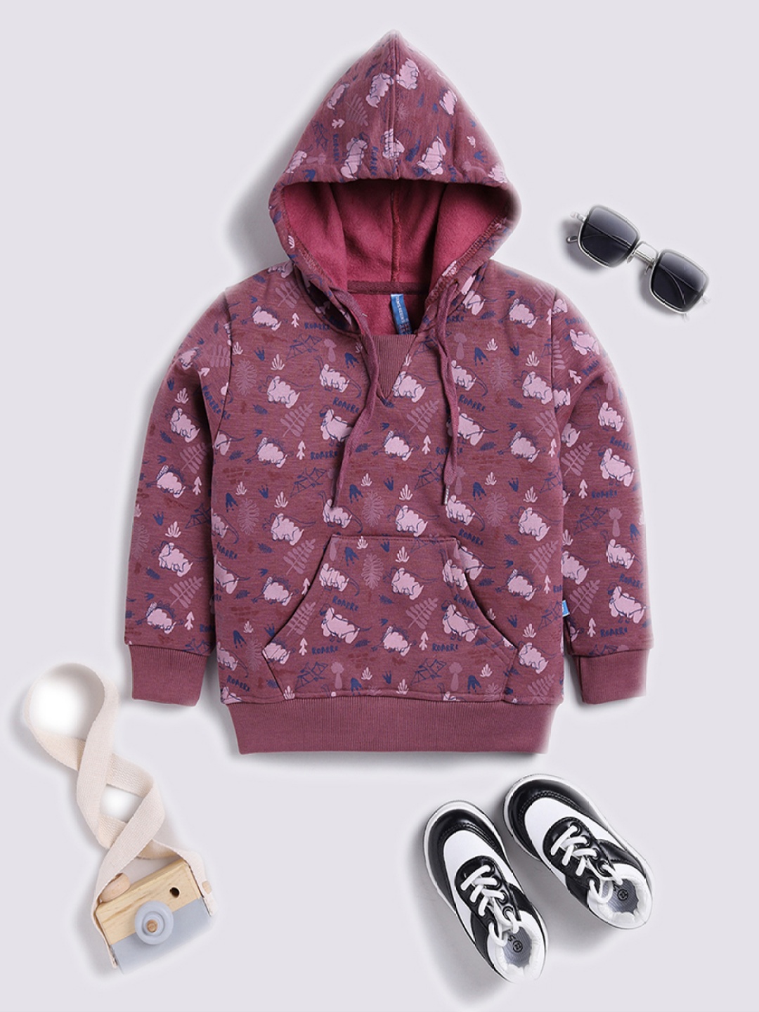 

Here&Now X Game Begins Boys Printed Hooded Sweatshirt, Maroon