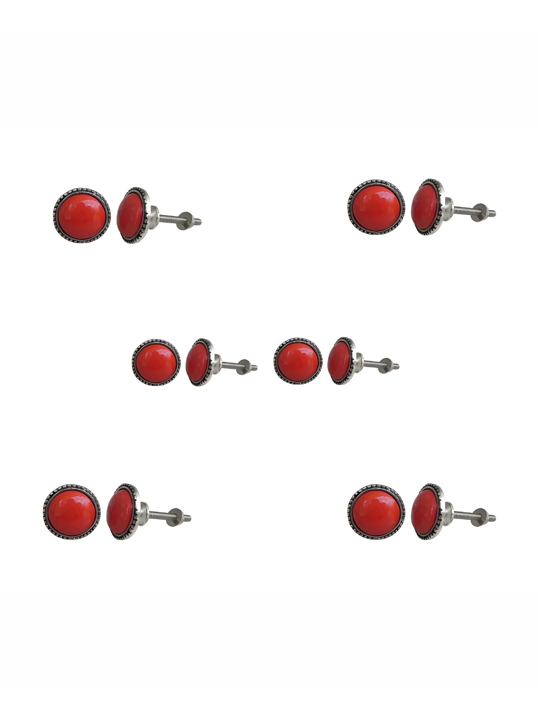 

Indianshelf 6Pcs Red Textured Circle Glass Knobs