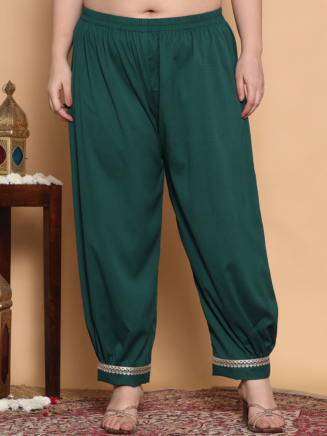

LetsDressUp Women Loose Fit Crepe Salwar, Green