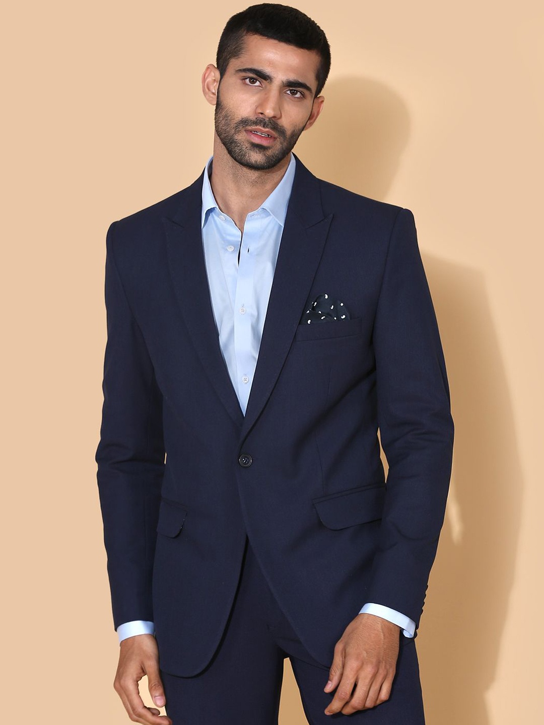 

MR BUTTON Tailored Fit Single Breasted Formal Blazer, Navy blue
