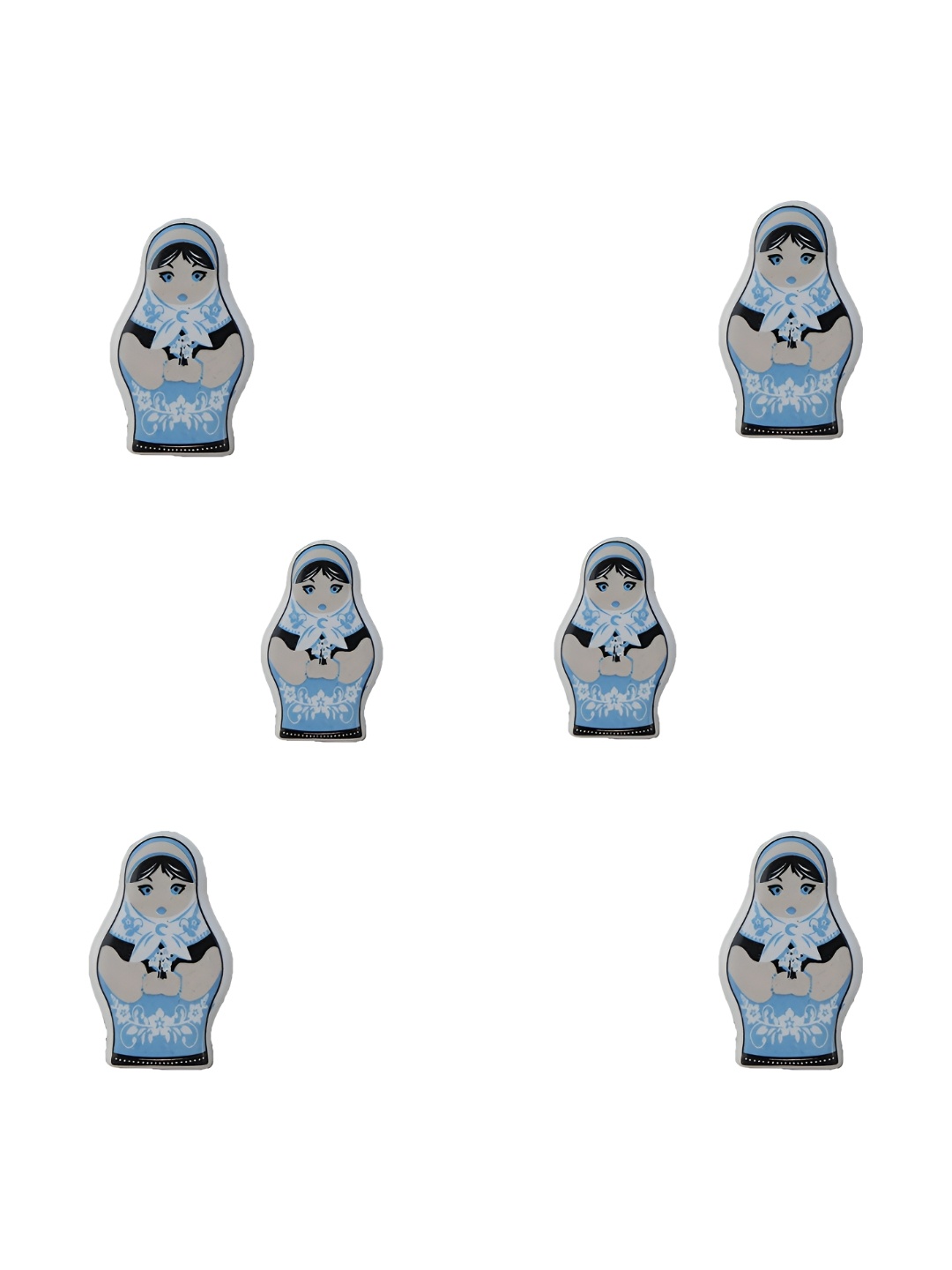 

Indianshelf 6Pcs Blue & White Textured Ceramic Doll Knobs
