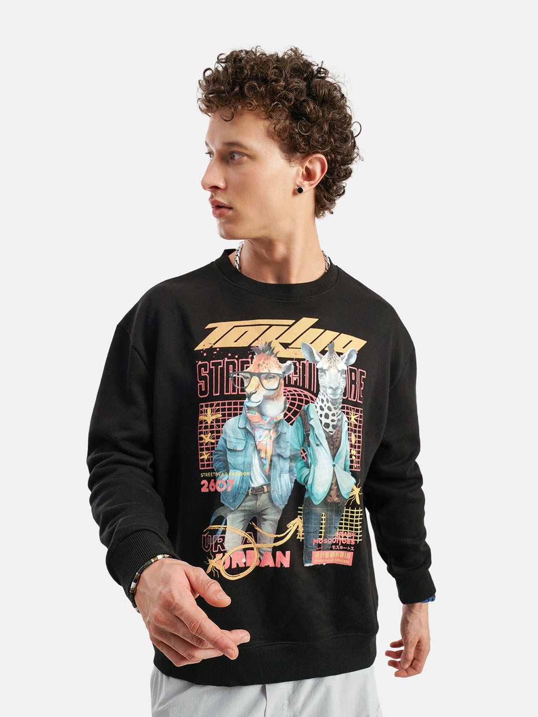 

Crazy Mosquitoes Men Printed Sweatshirt, Black