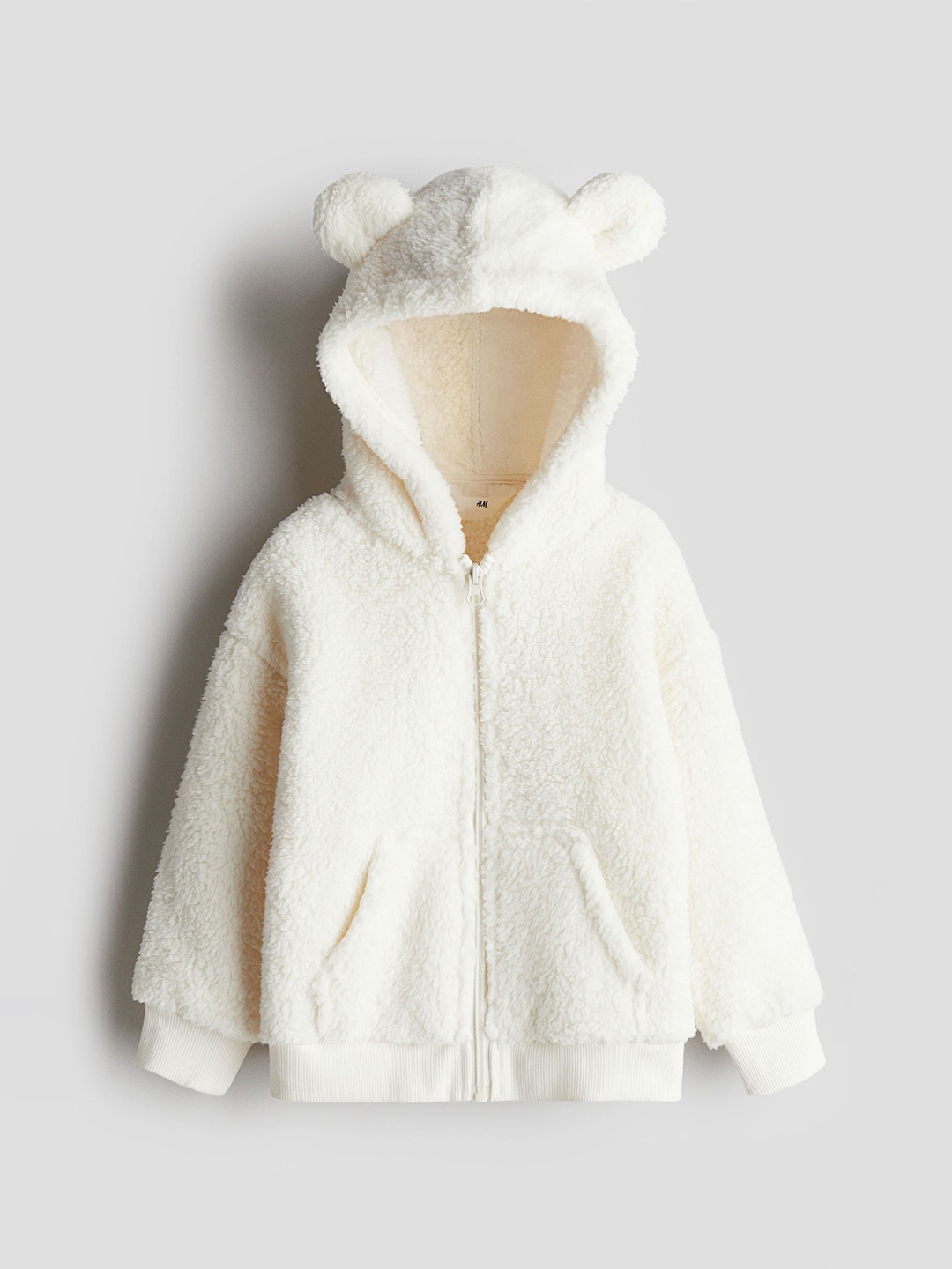 

H&M Girls Teddy Zip-Through Hoodie, White