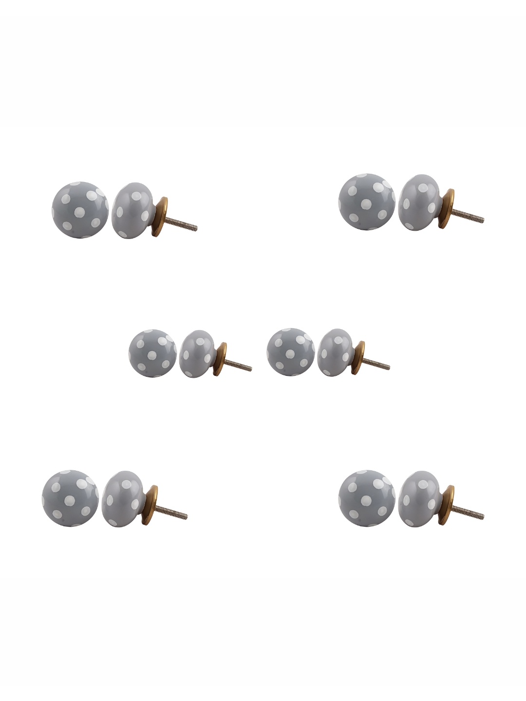 

Indianshelf 6-Pcs Grey & White Polka Dot Printed Ceramic Knobs