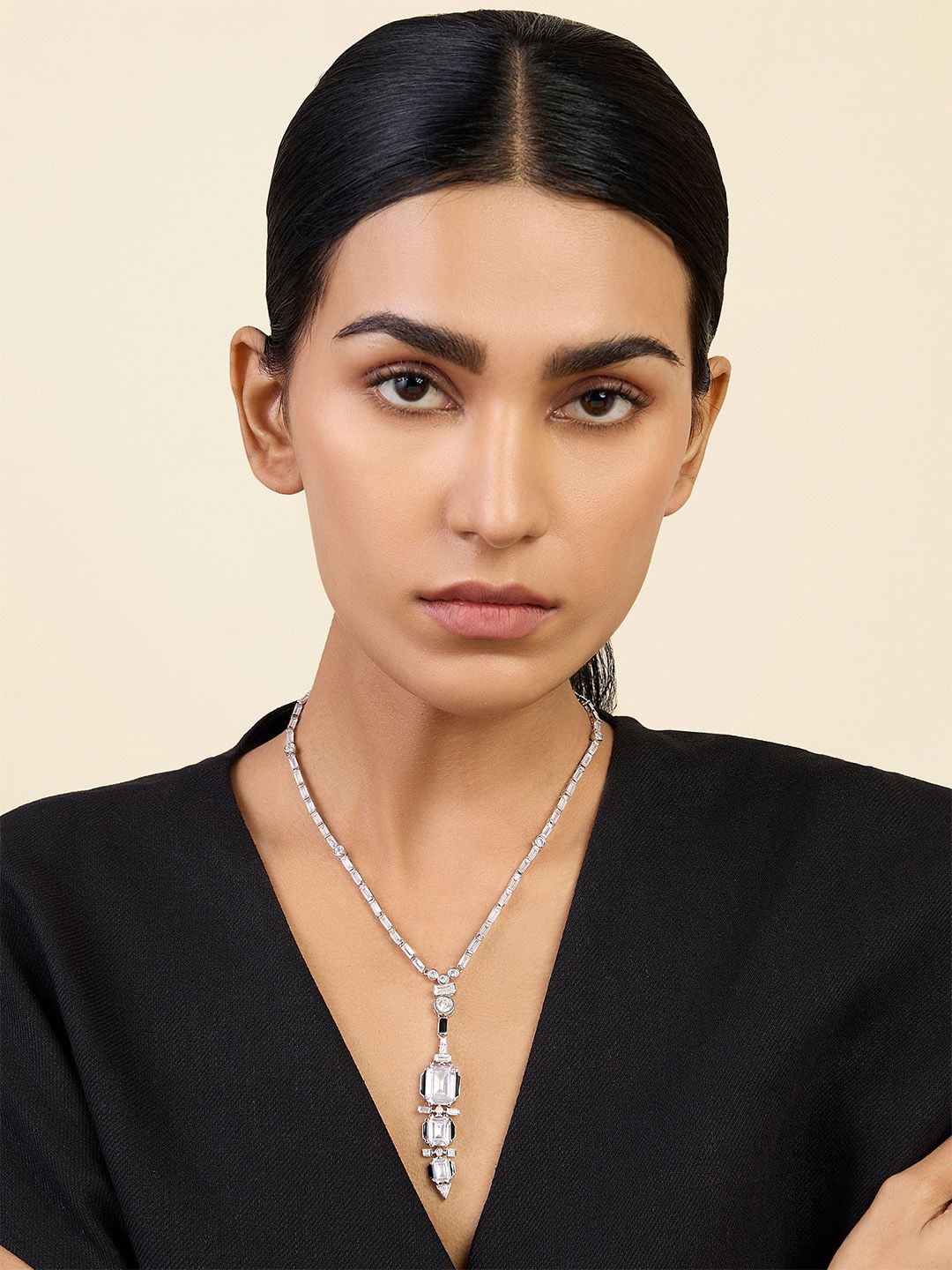 

Isharya Brass Rhodium-Plated Layered Necklace, Silver
