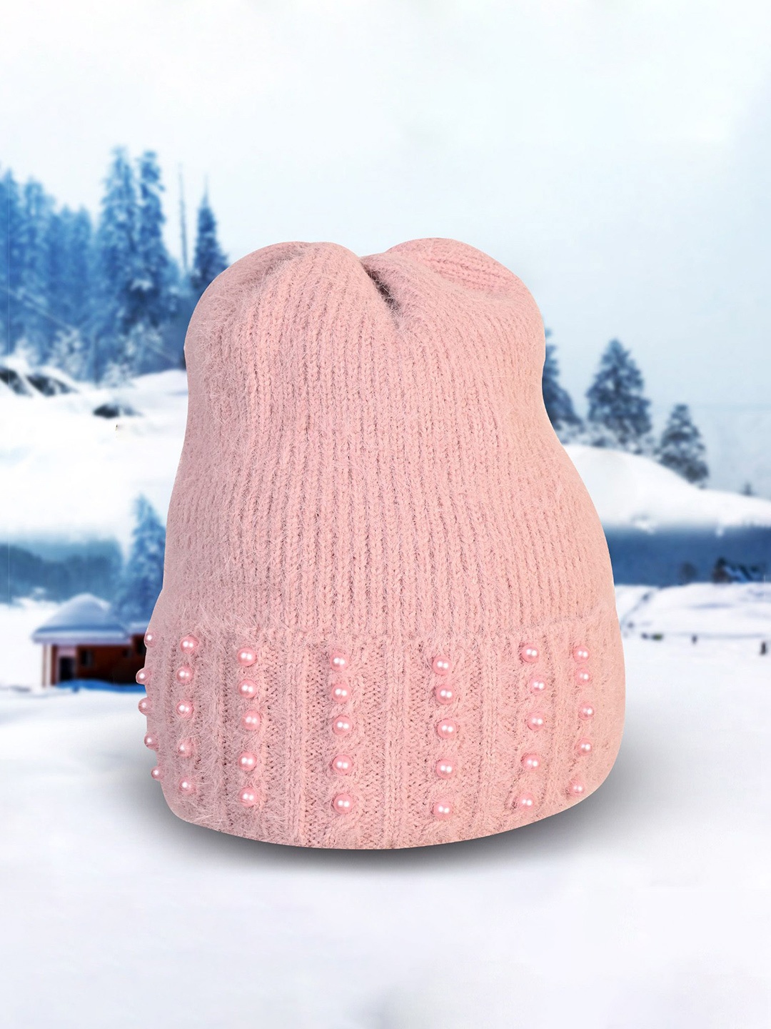 

LOOM LEGACY Women Embroidered Beanie, Pink