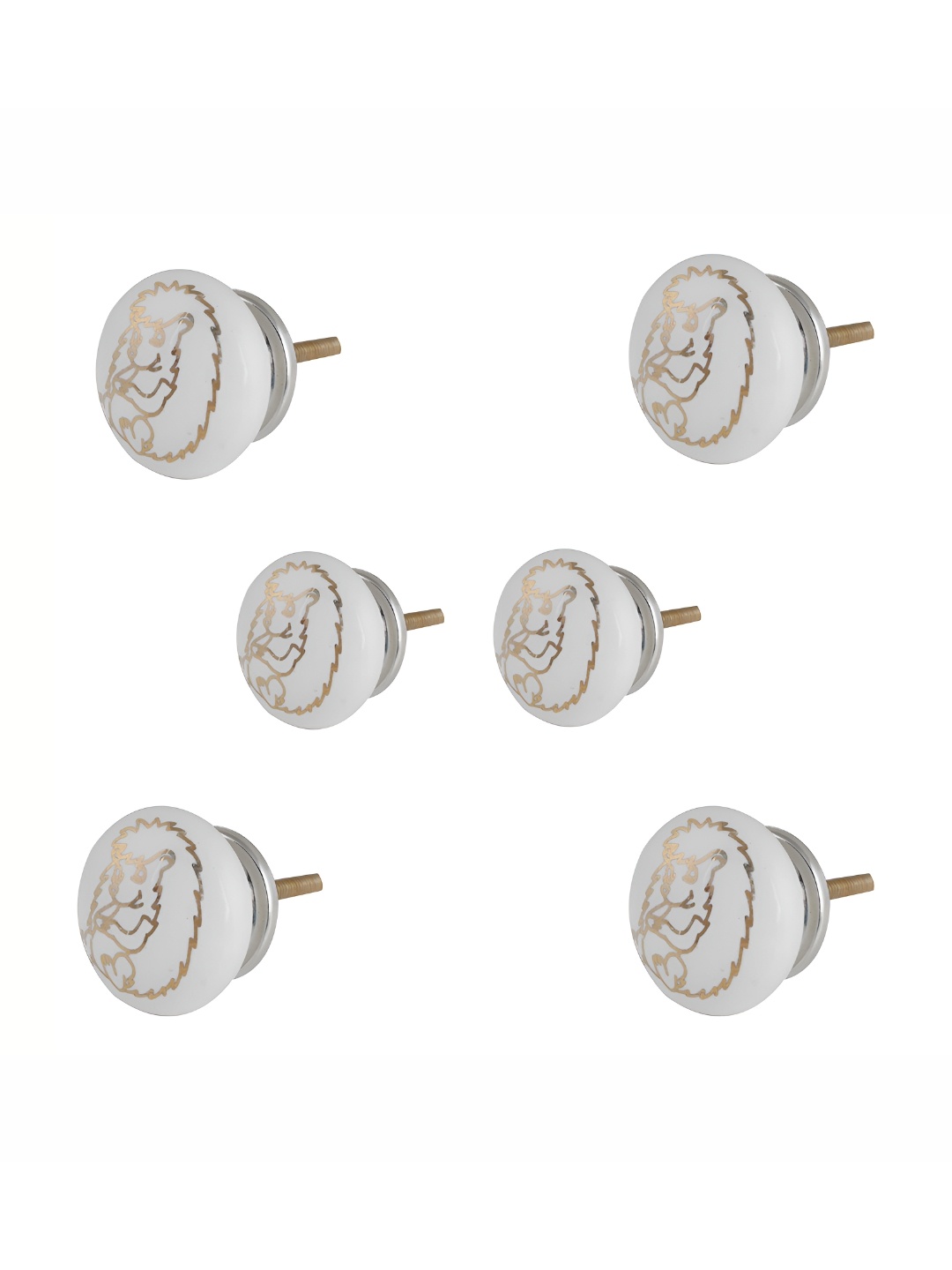 

Indianshelf 6-Pcs White & Yellow Hedgehog Printed Ceramic Knobs