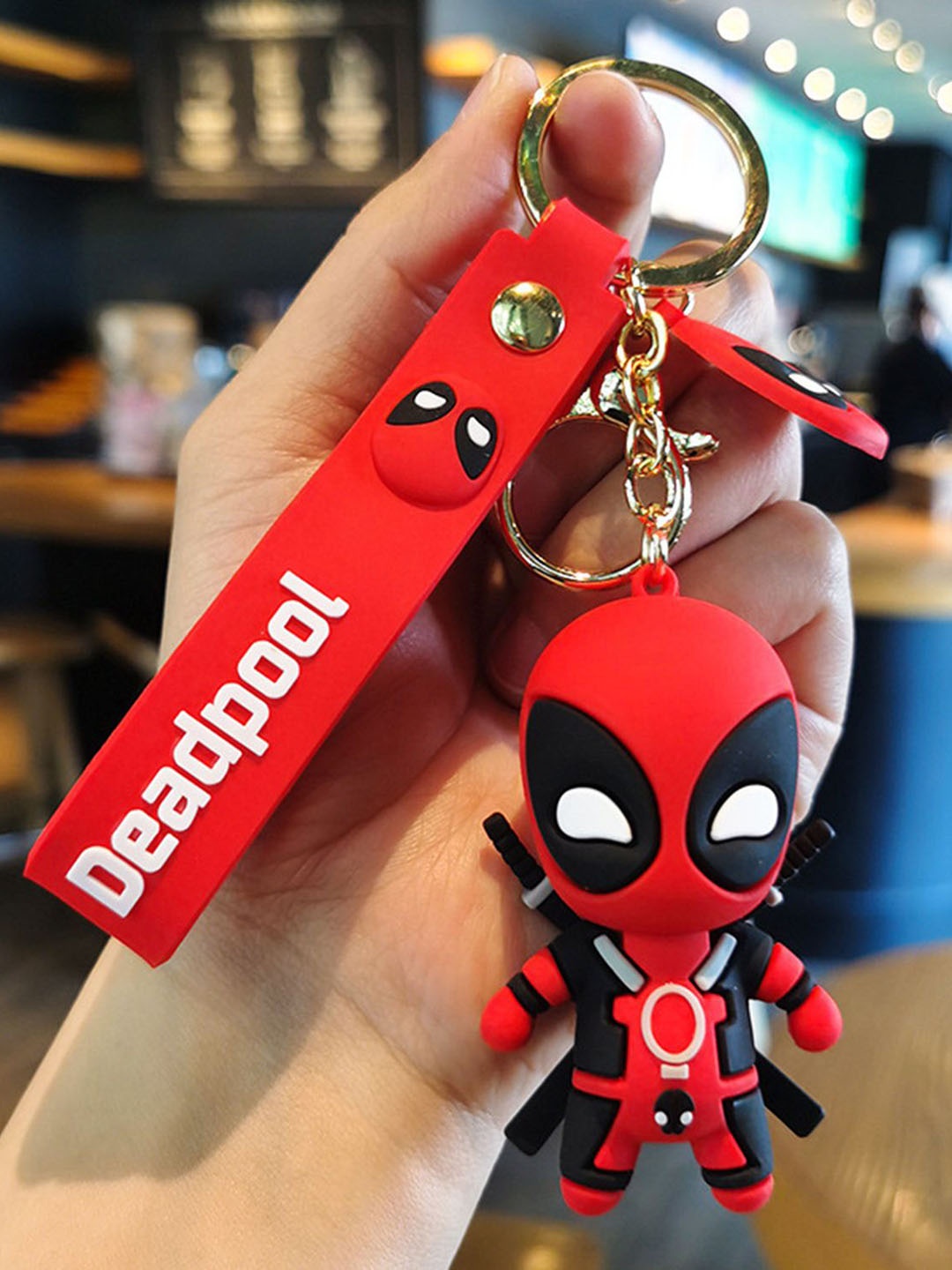 

Flenzy 3D Deadpool Cartoon Keychain With Silicone Belt, Black