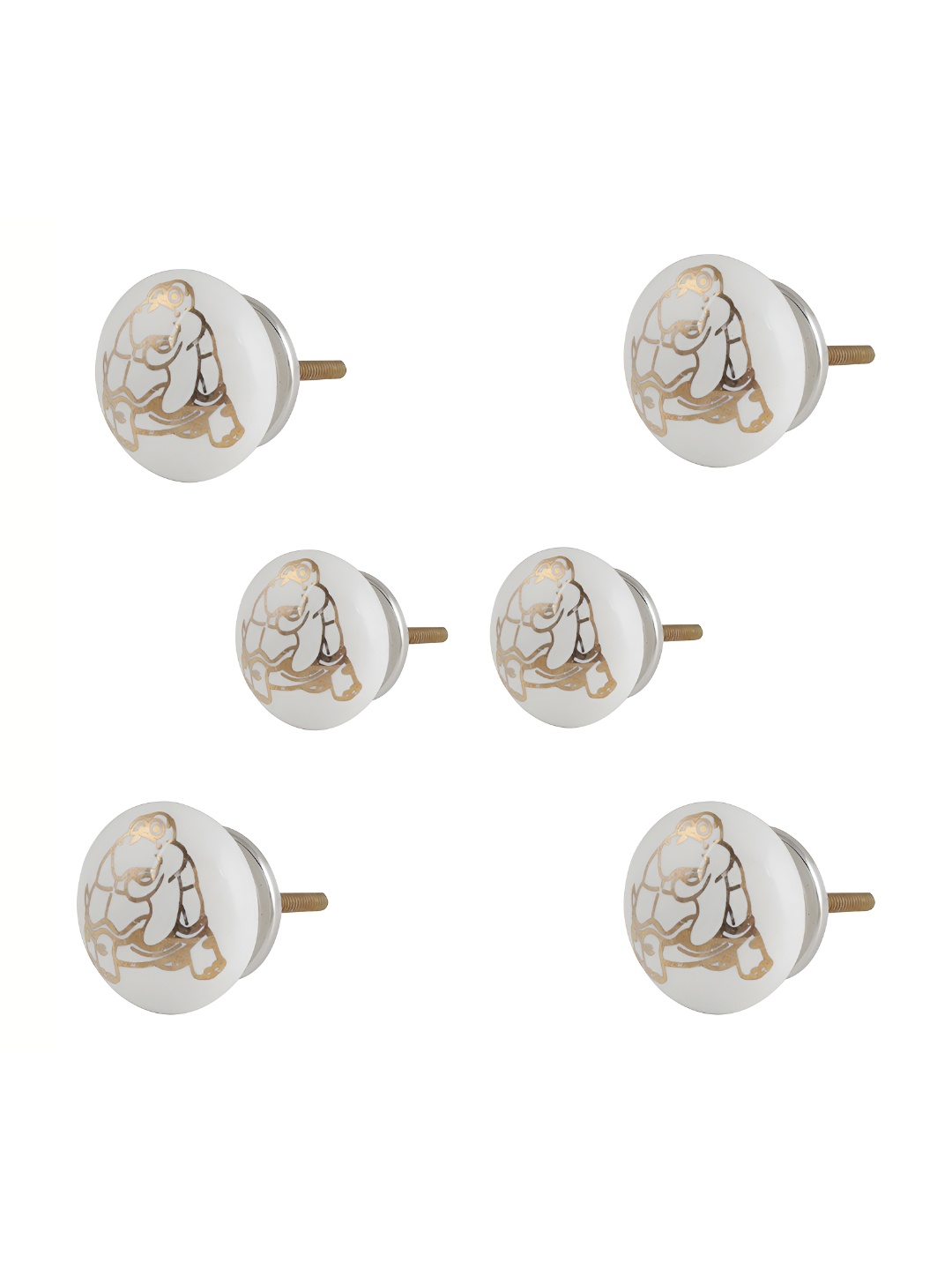 

Indianshelf 6-Pcs White & Yellow Tortoise Printed Ceramic Knobs