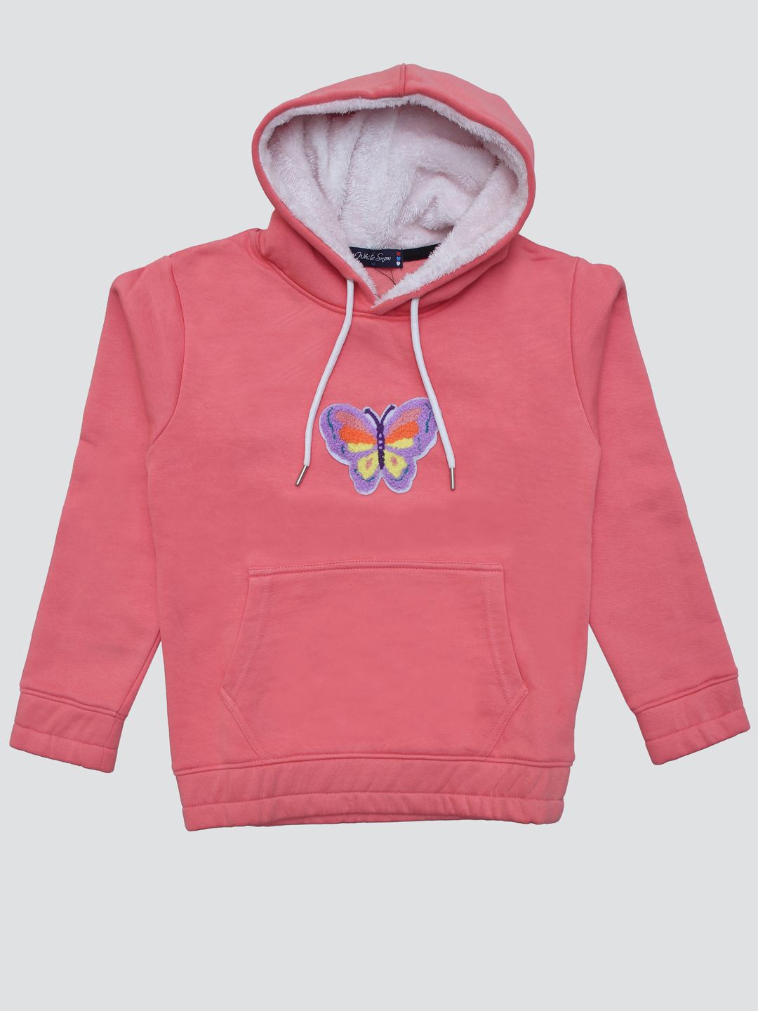 

White Snow Girls Long Sleeves Hooded Sweatshirt, Pink