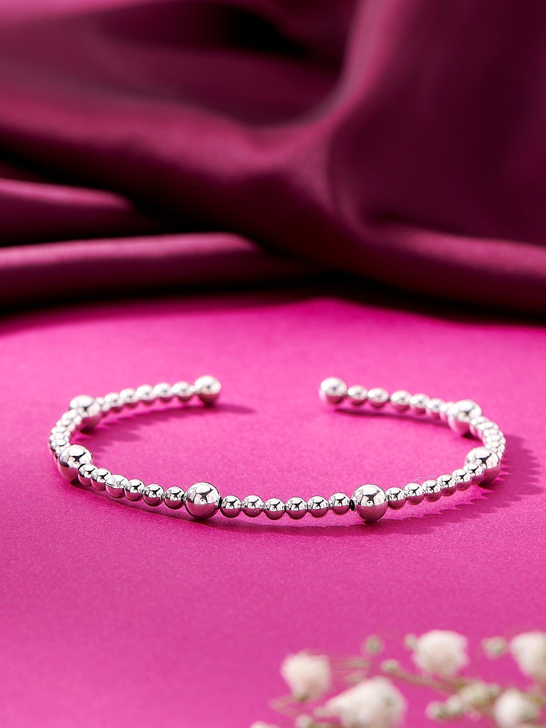 

Nipura 925 Sterling Silver-Plated Beaded Cuff Bracelet