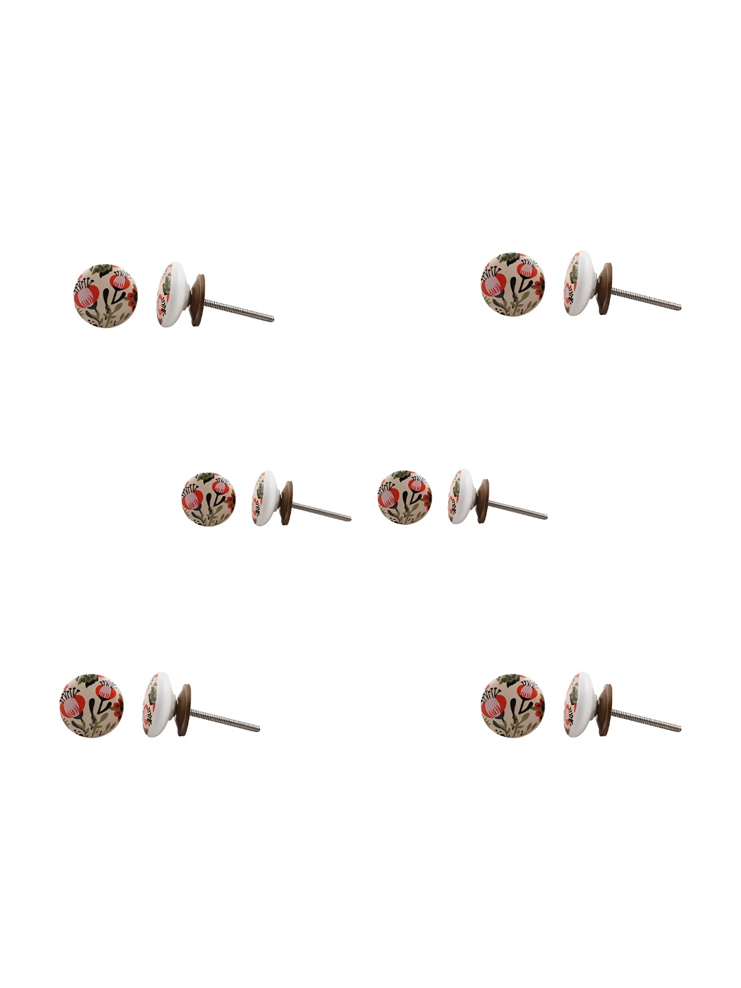 

Indianshelf 6Pcs Beige & Red Textured Ceramic Knobs