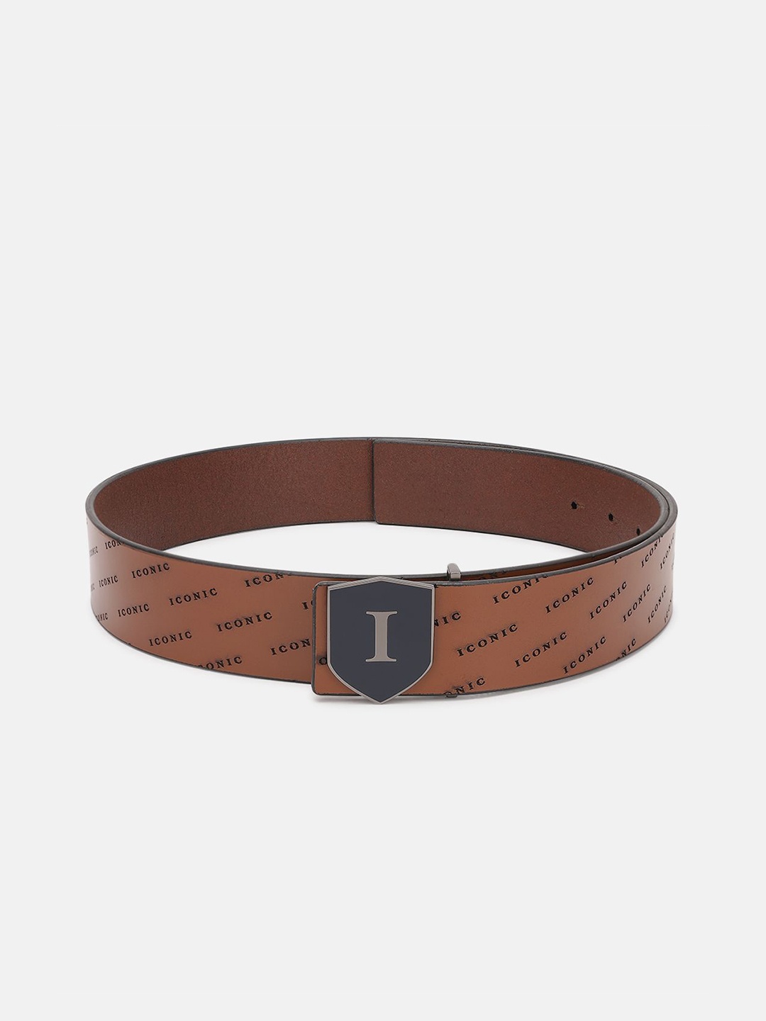 

Iconic Men Printed Leather Belt, Brown