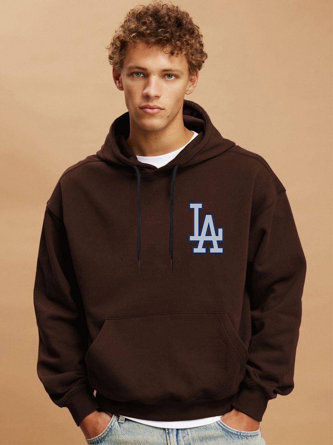 

CLAFOUTIS Men Printed Hooded Sweatshirt, Brown