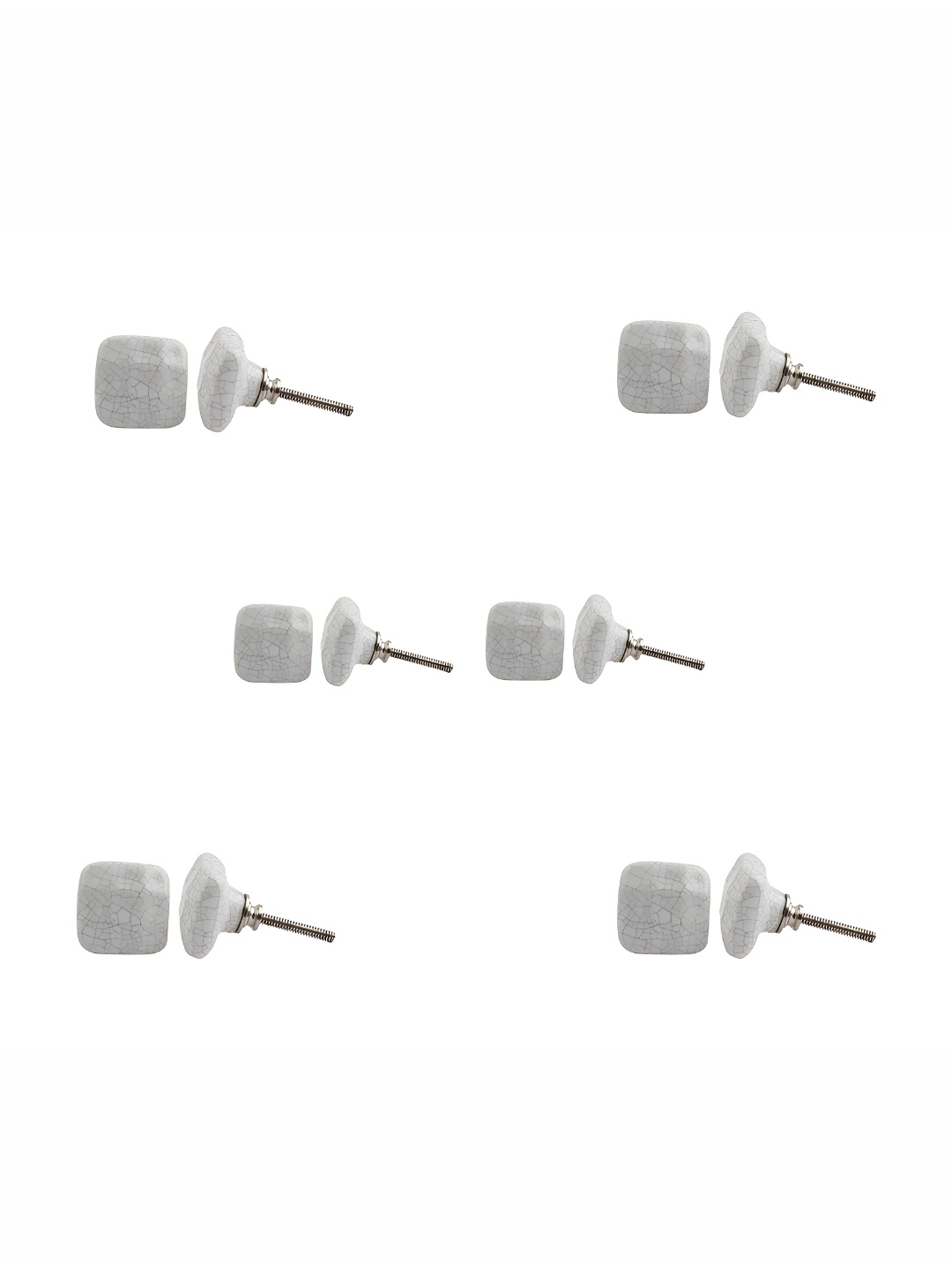 

Indianshelf 6Pcs White Textured Ceramic Knobs