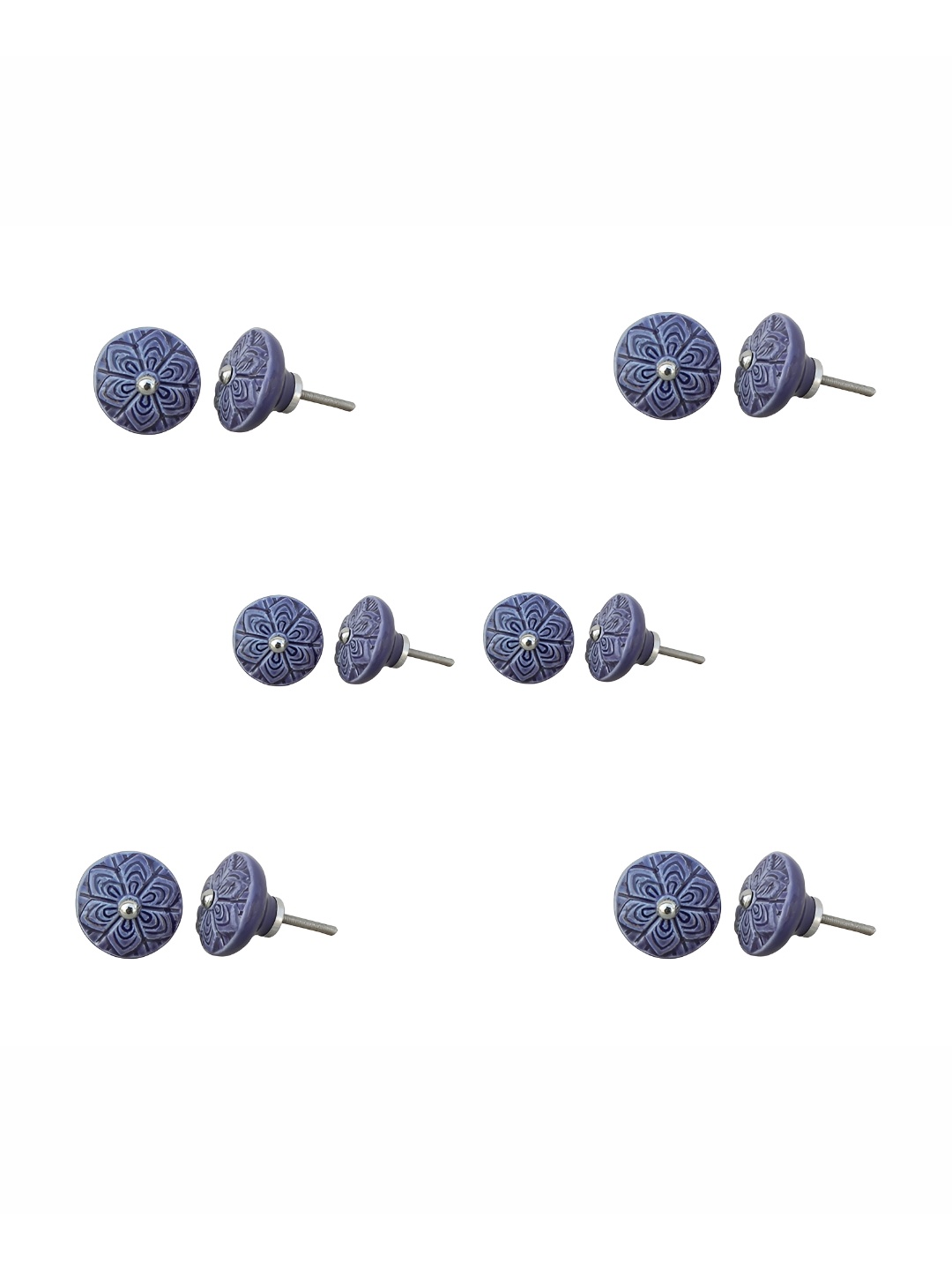 

Indianshelf 6-Pcs Purple Wheel Flower Ceramic Knobs