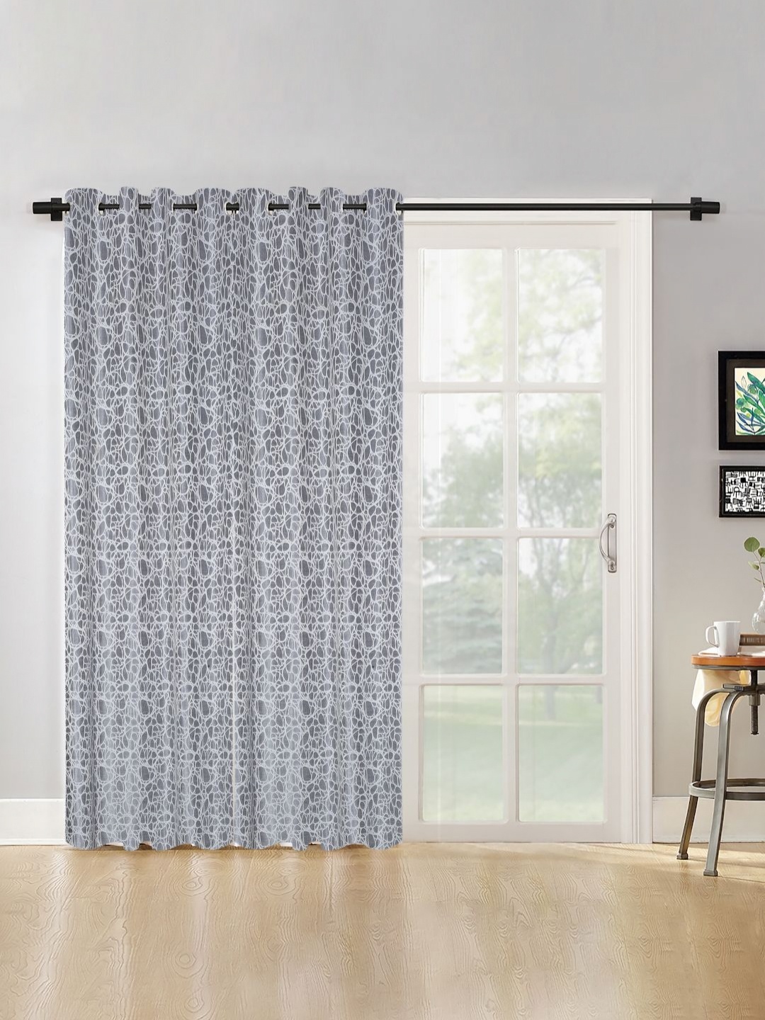 

HOSTA HOMES Grey & White Set of 2 Geometric Door Curtain