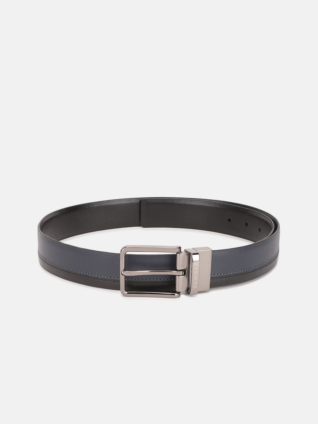 

Iconic Men Textured Leather Belt, Blue