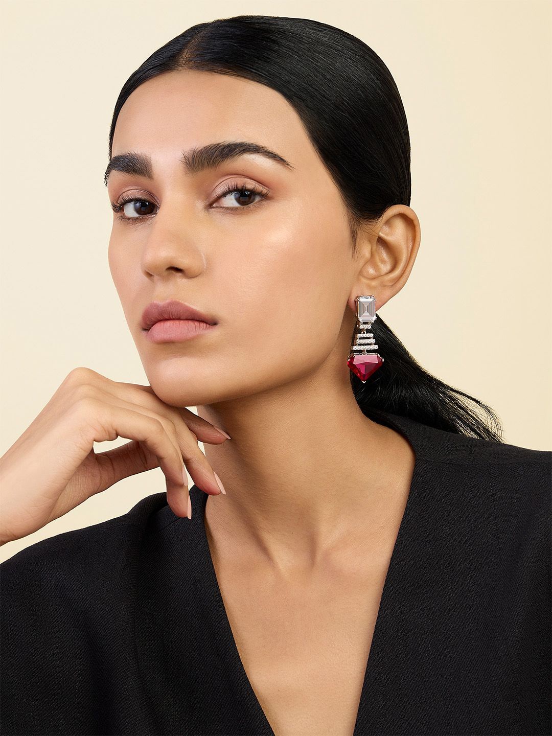 

Isharya Contemporary Drop Earrings, Red