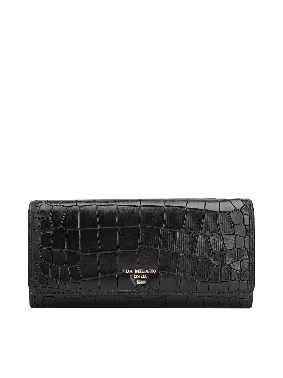 

Da Milano Women Textured Leather Envelope, Black