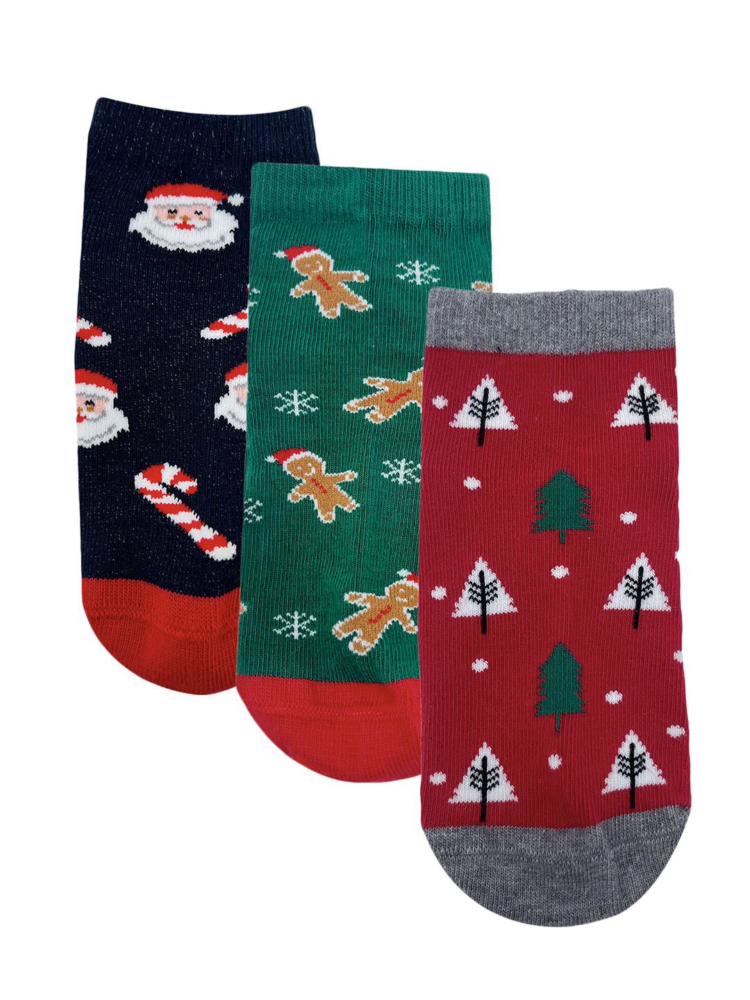 

Mint & Oak Kids Pack Of 3 Patterned Ankle-Length Socks, Red