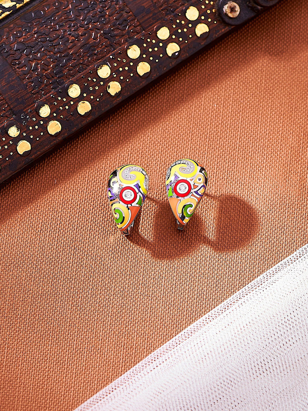 

Nipura 925 Sterling Silver Contemporary Enamelled Studs, White