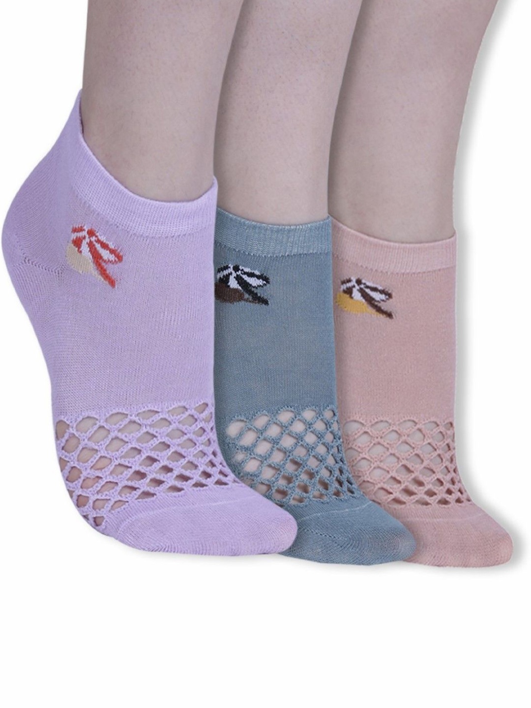 

Dollar Women Pack Of 3 Patterned Ankle-Length Socks, Purple