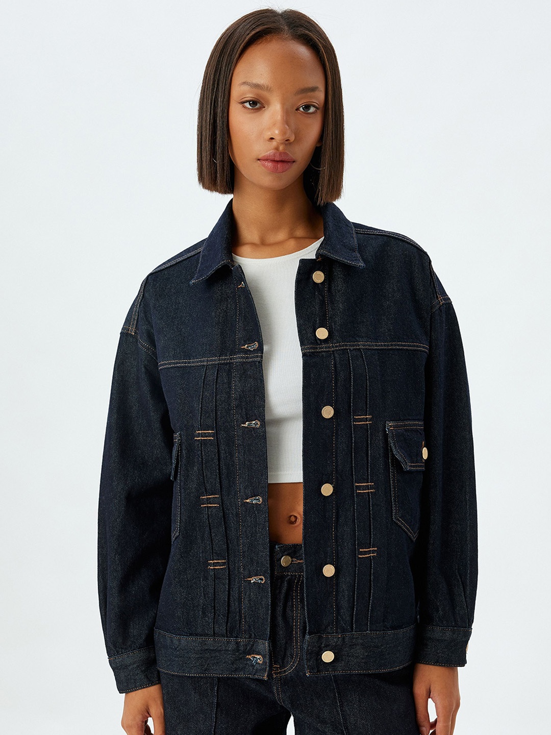 

Koton Women Colourblocked Parka Jacket, Blue