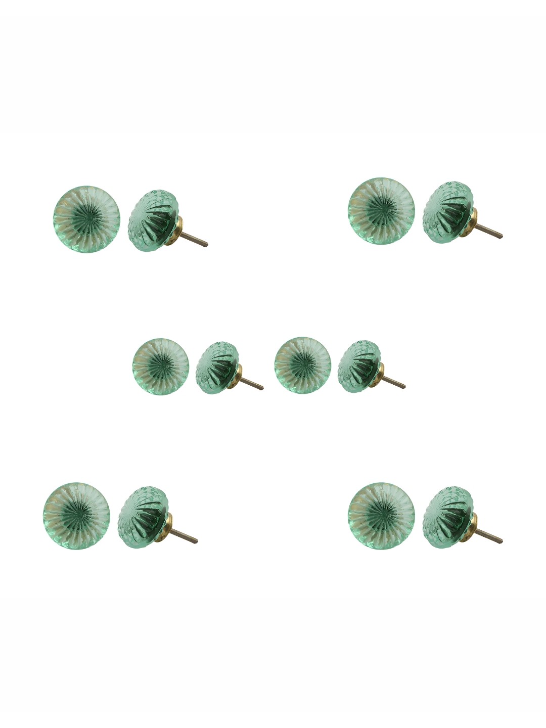 

Indianshelf 6Pcs Green Textured Glass Flower Knobs