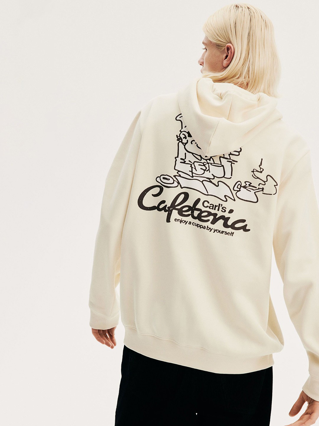 

H&M Printed Hoodie, Beige