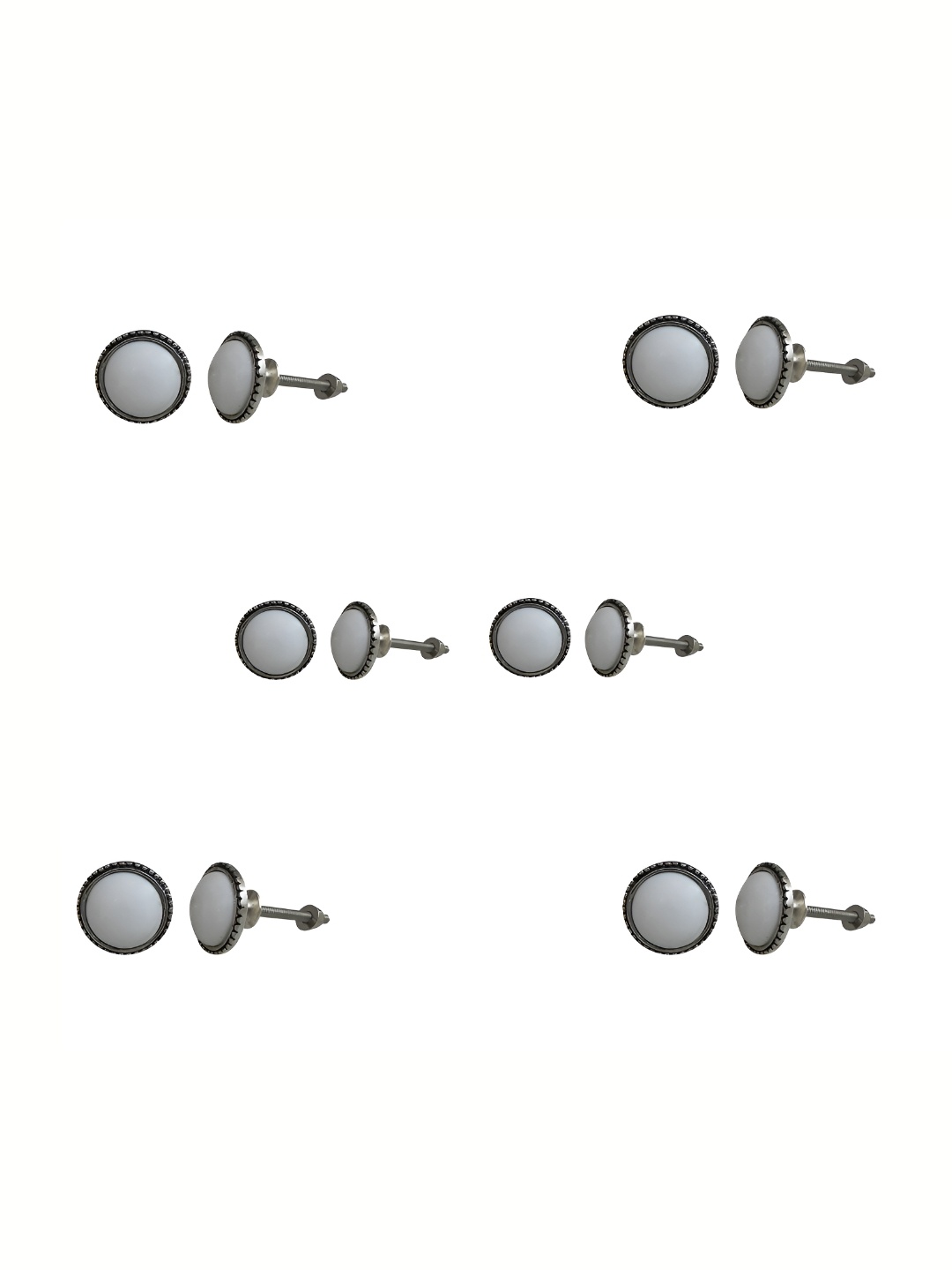 

Indianshelf 6Pcs White Textured Ceramic Knobs