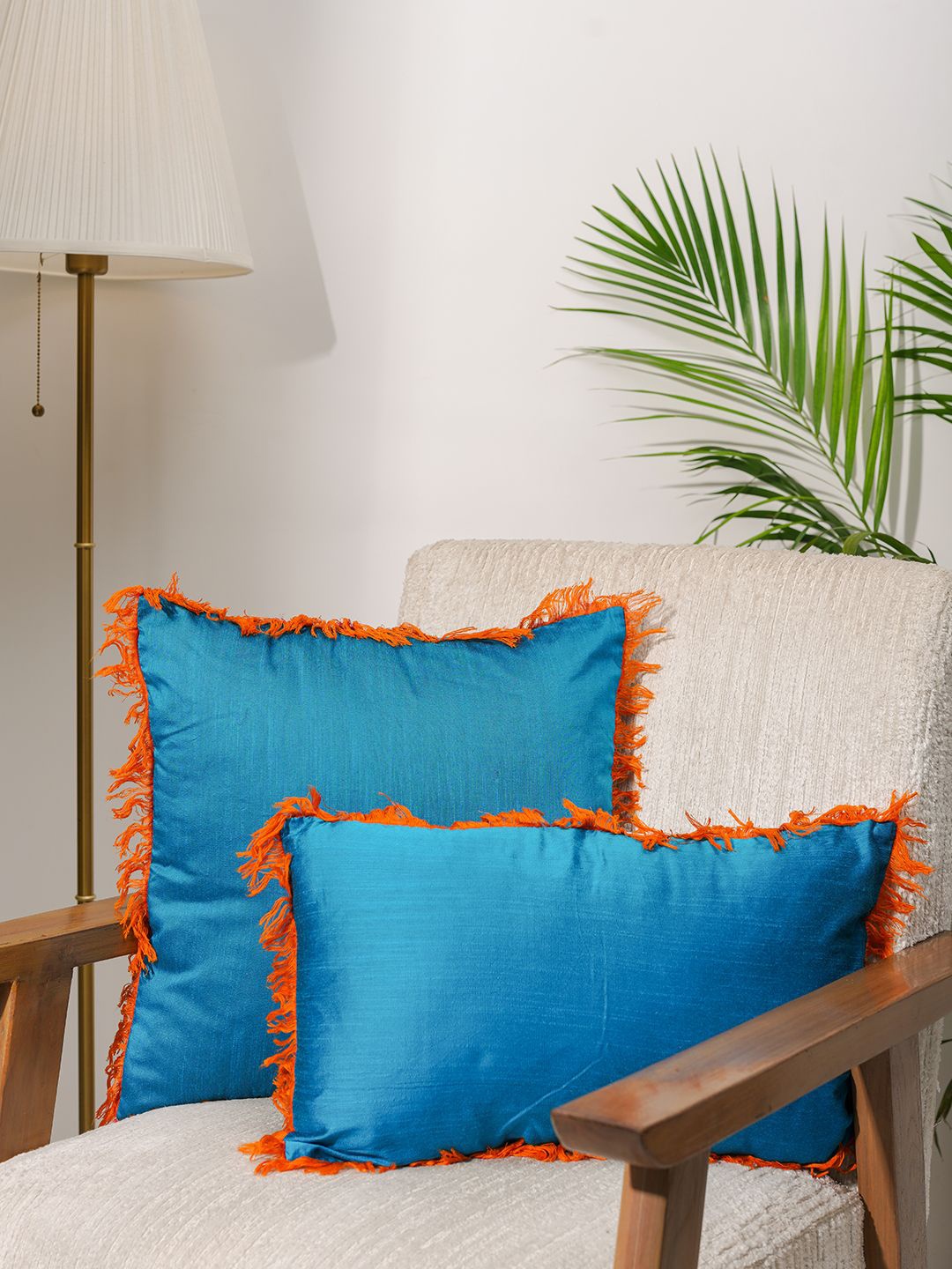 

India Circus by Krsnaa Mehta Blue & Orange Square Cushion Covers