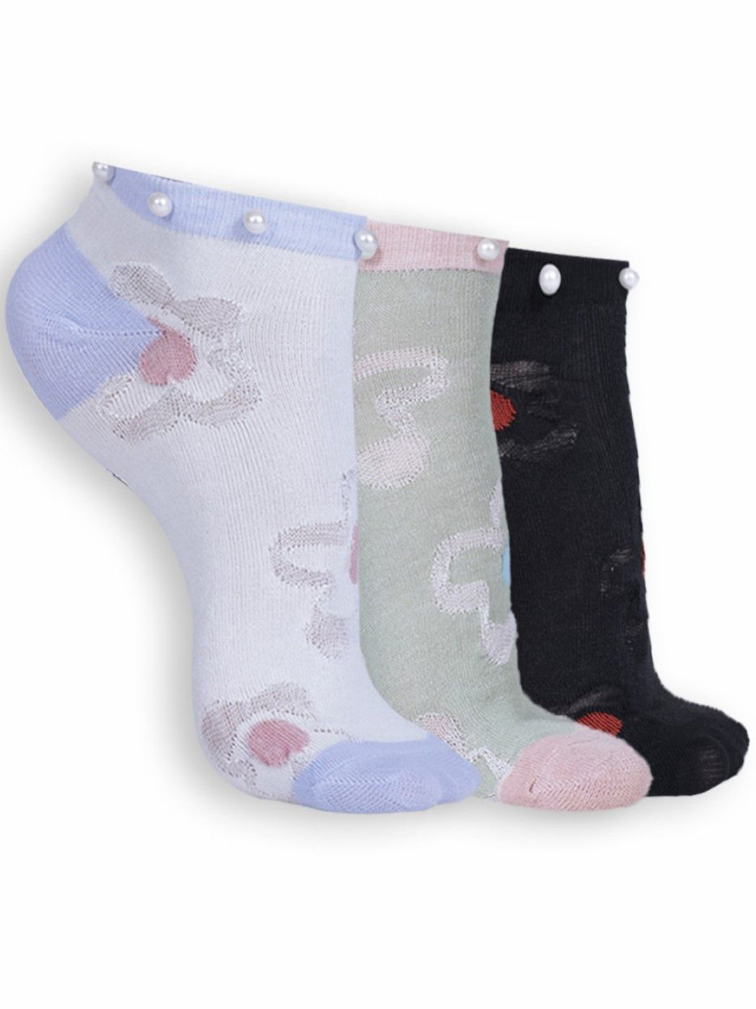 

Dollar Women Pack Of 3 Patterned Ankle-Length Socks, White