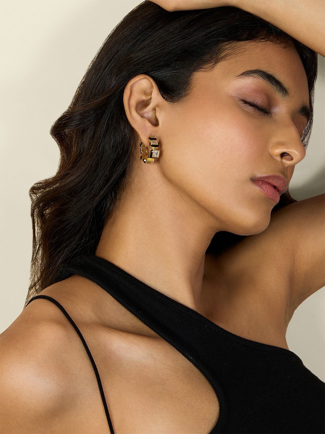 

Isharya Contemporary Hoop Earrings, Black
