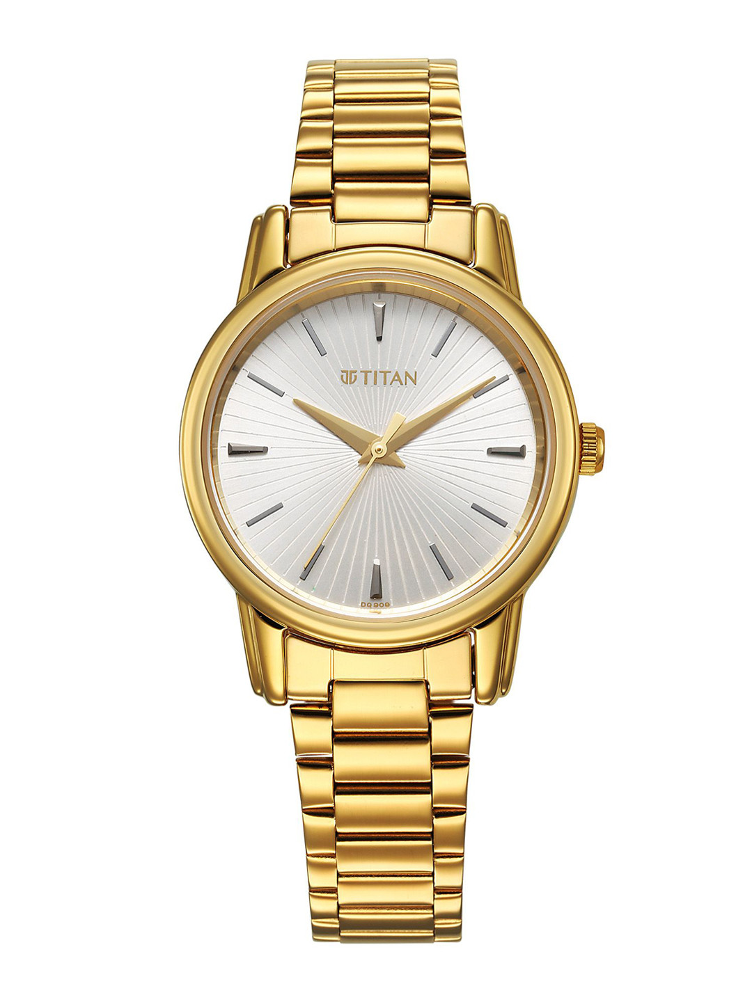 

Titan Women Brass Embellished Dial & Stainless Steel Bracelet Style Straps Analogue Watch 2760YM01, Silver