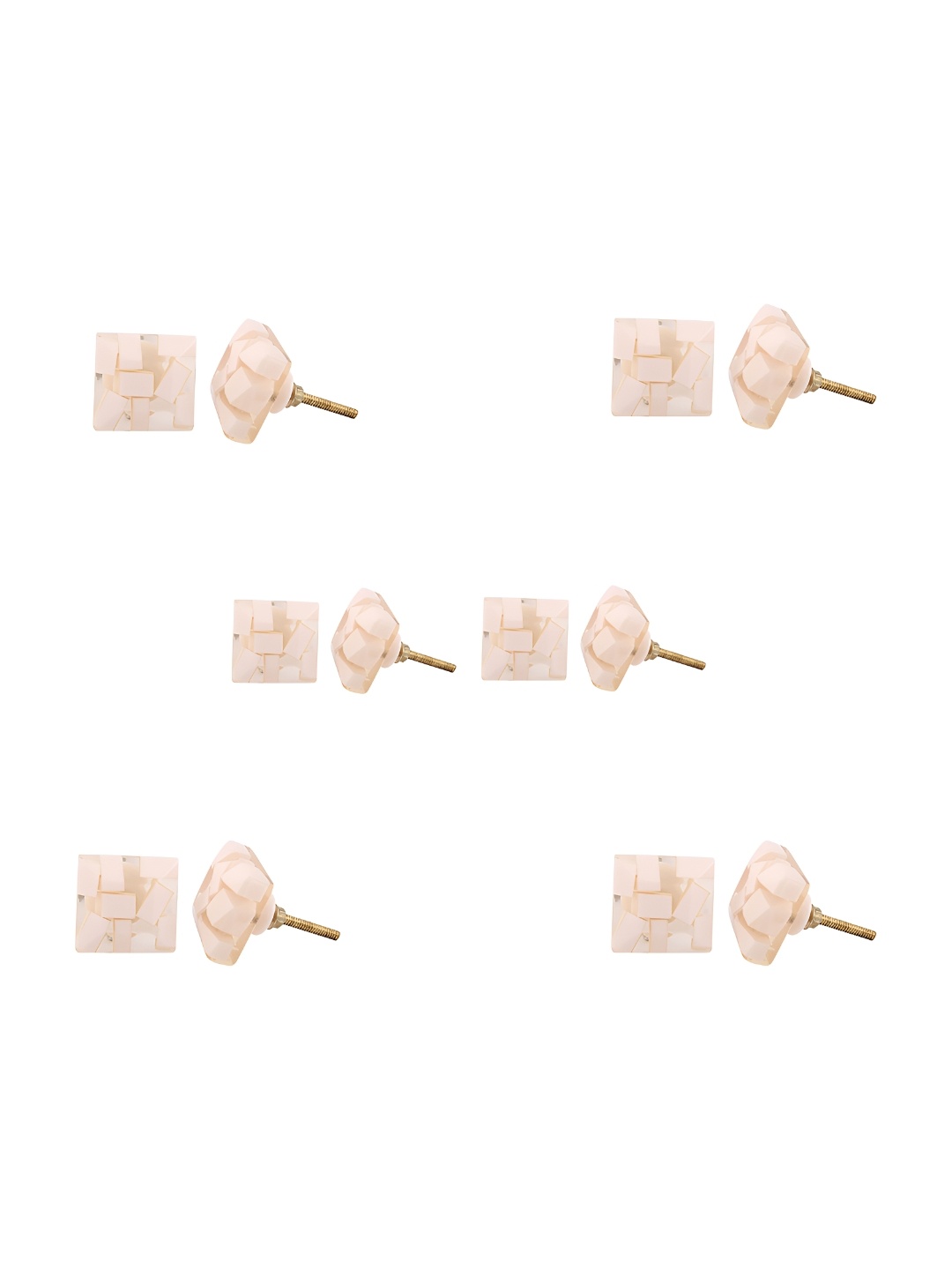 

Indianshelf 6Pcs White Textured Resin Square Knobs
