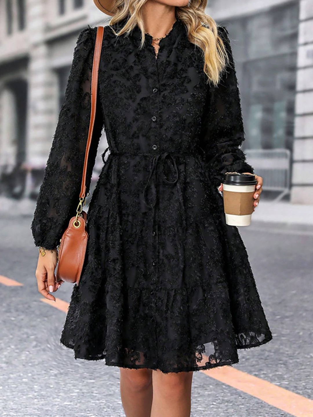 

StyleCast x Revolte Embroidered Lace Fit & Flare Dress, Black